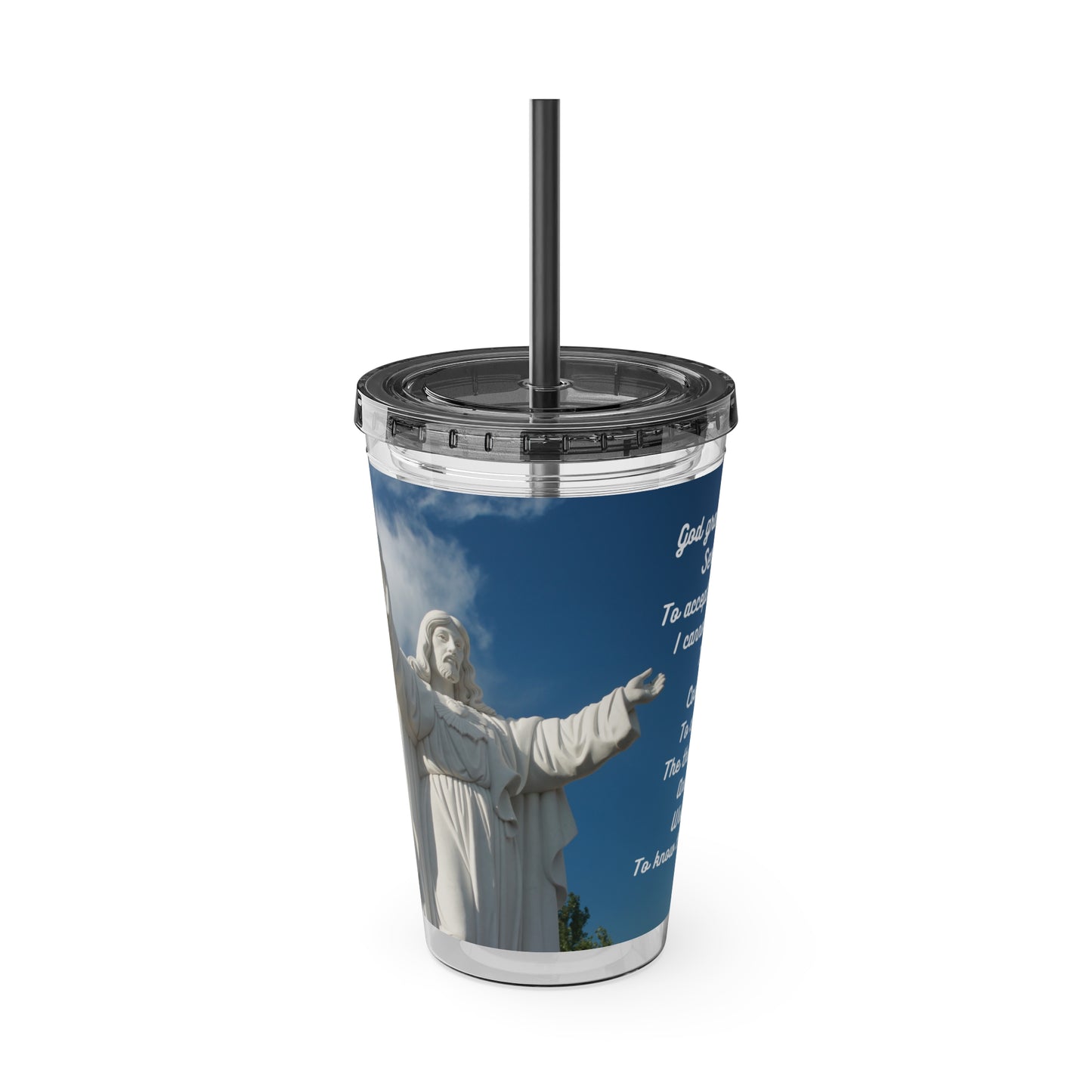 Sunsplash Tumbler with Straw, 16oz Serenity Prayer