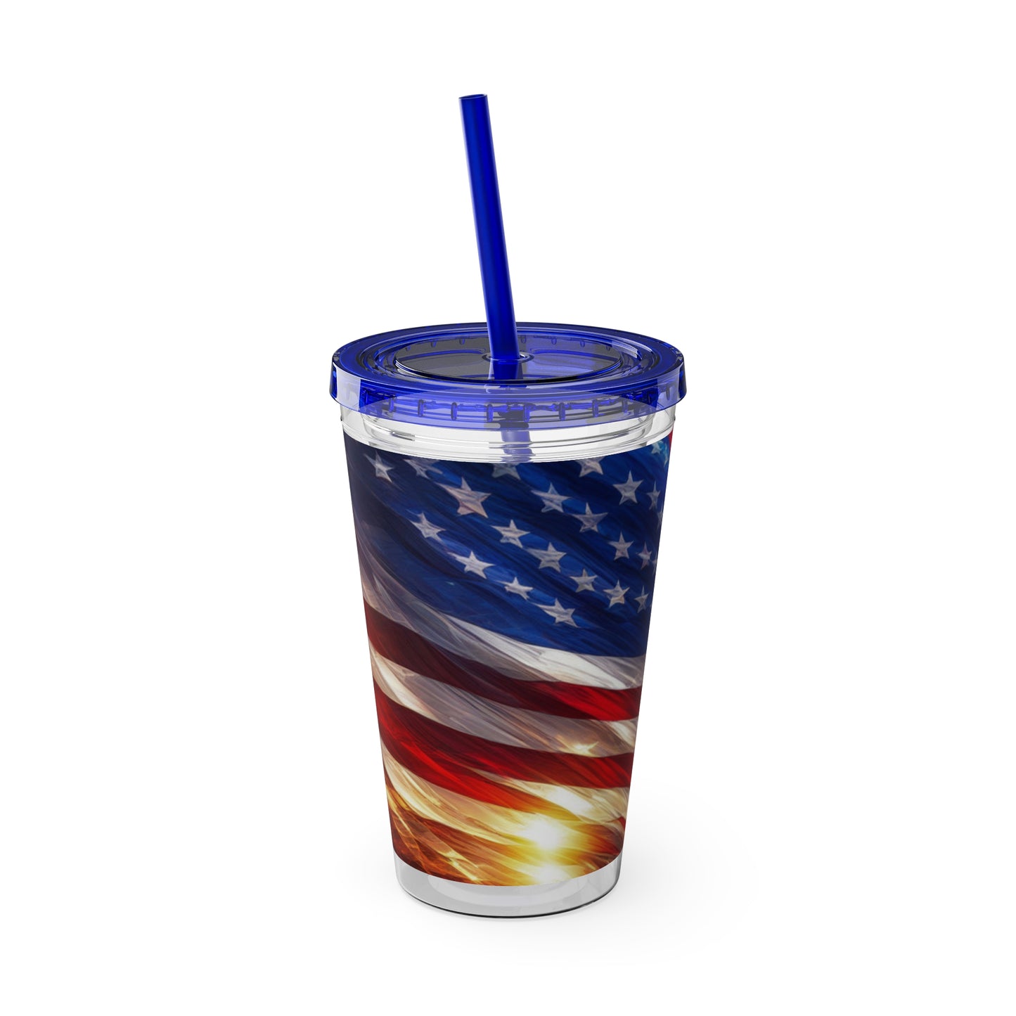 Sunsplash Tumbler with Straw, 16oz American Flag