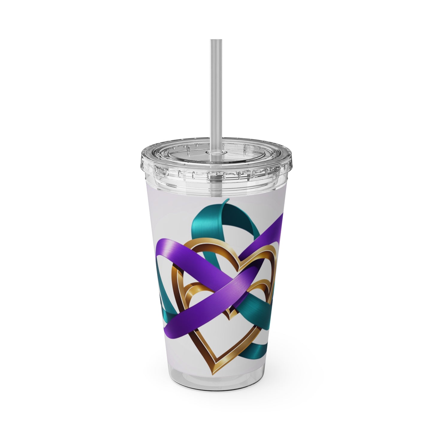 Sunsplash Tumbler with Straw, 16oz Awareness Hearts