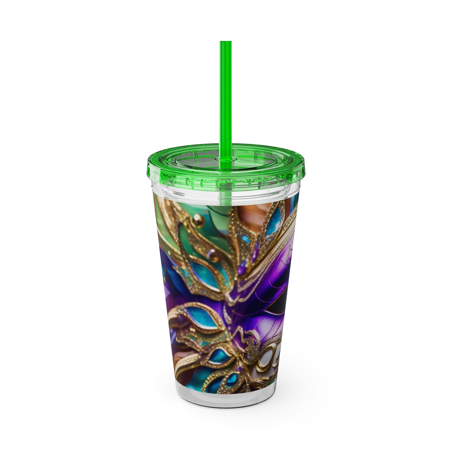 Sunsplash Tumbler with Straw, 16oz Mardi Gras