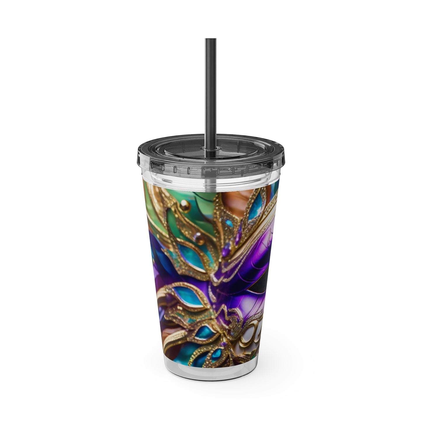 Sunsplash Tumbler with Straw, 16oz Mardi Gras