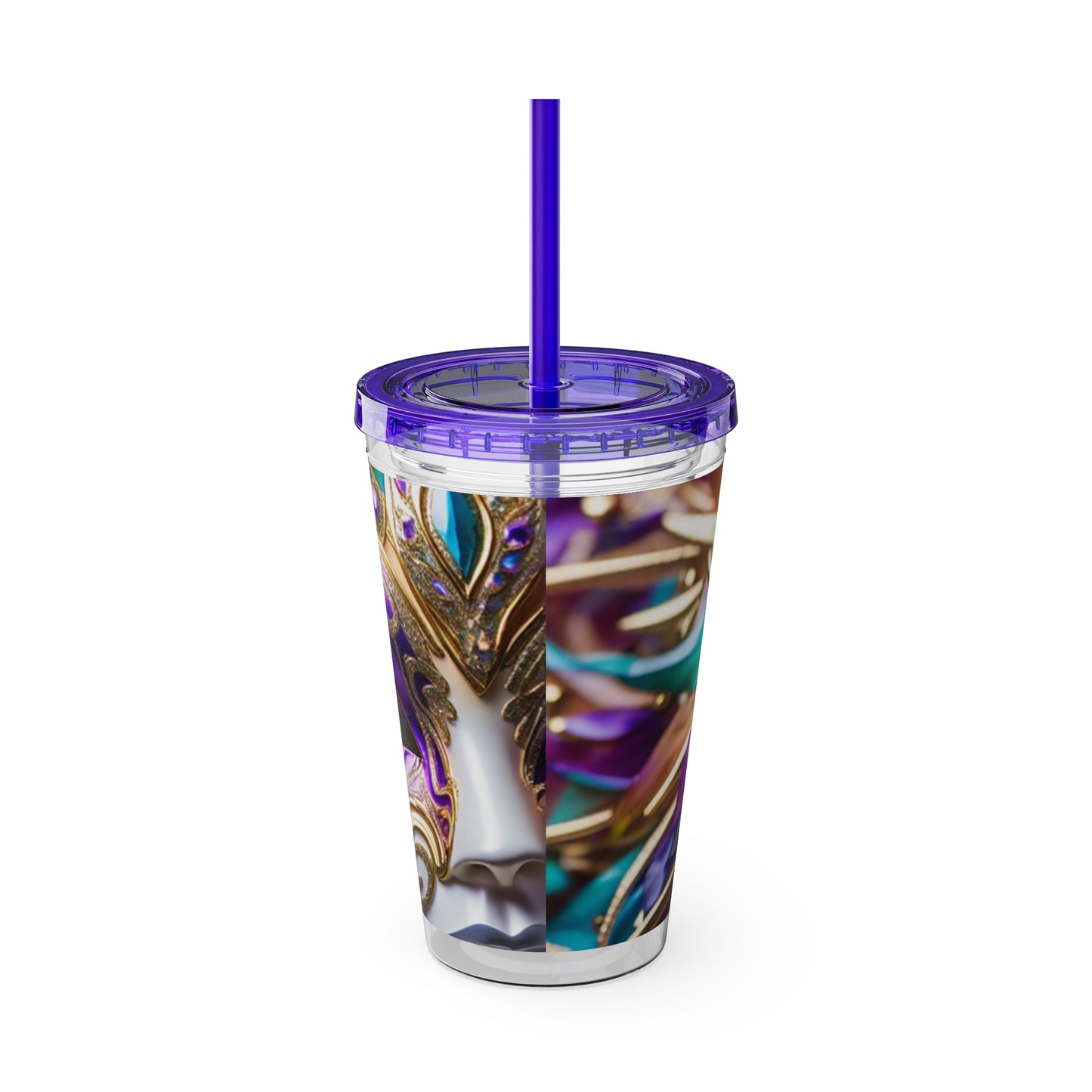 Sunsplash Tumbler with Straw, 16oz Mardi Gras