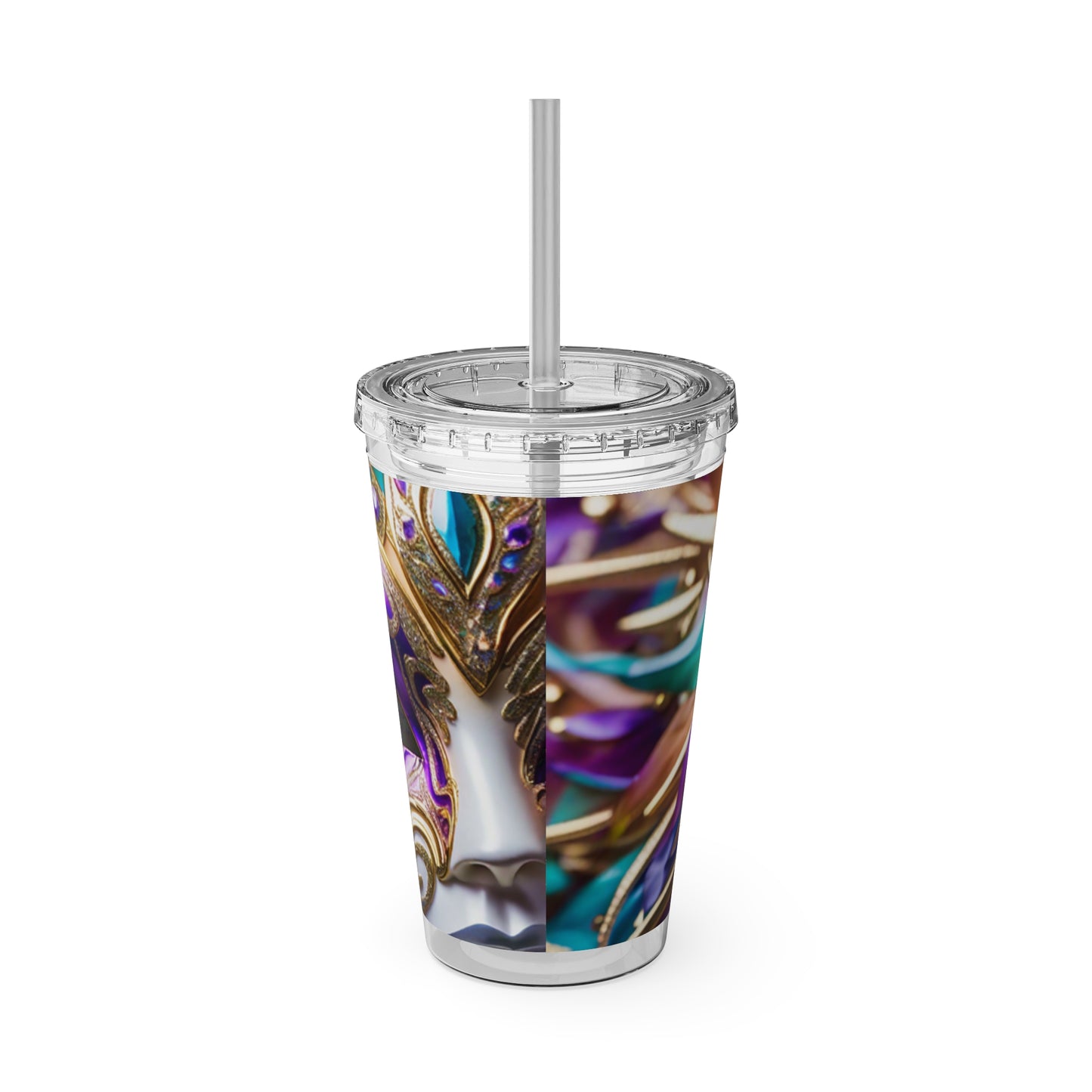 Sunsplash Tumbler with Straw, 16oz Mardi Gras