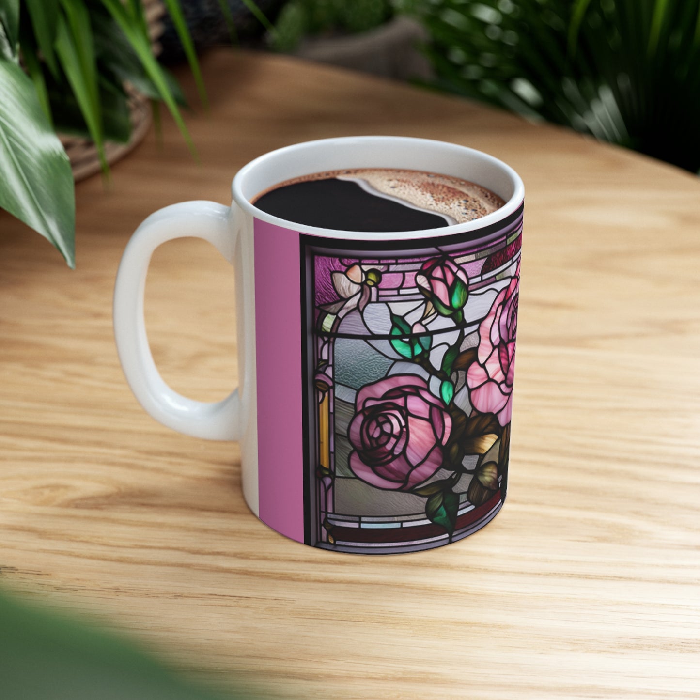 Ceramic Mug 11oz Stained Glass Roses