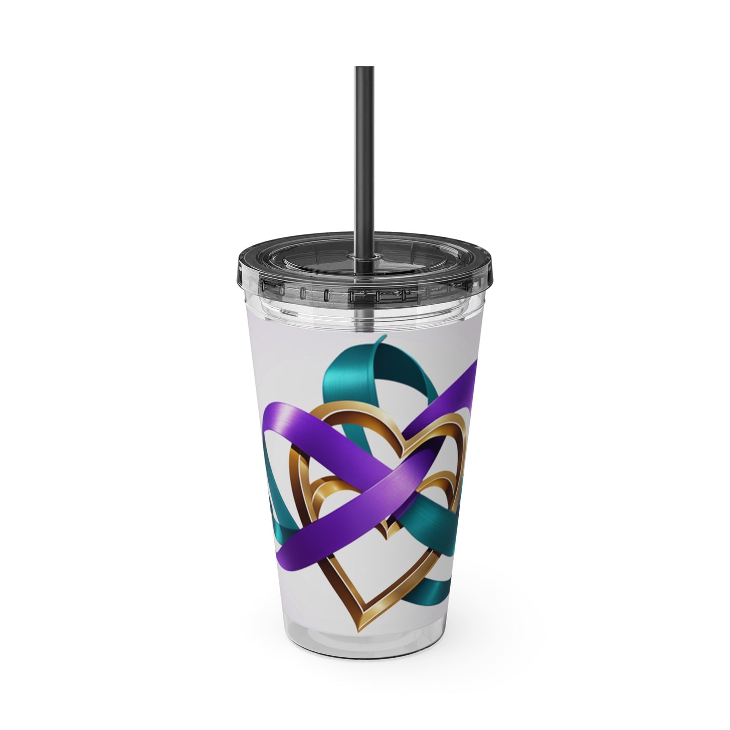 Sunsplash Tumbler with Straw, 16oz Awareness Hearts