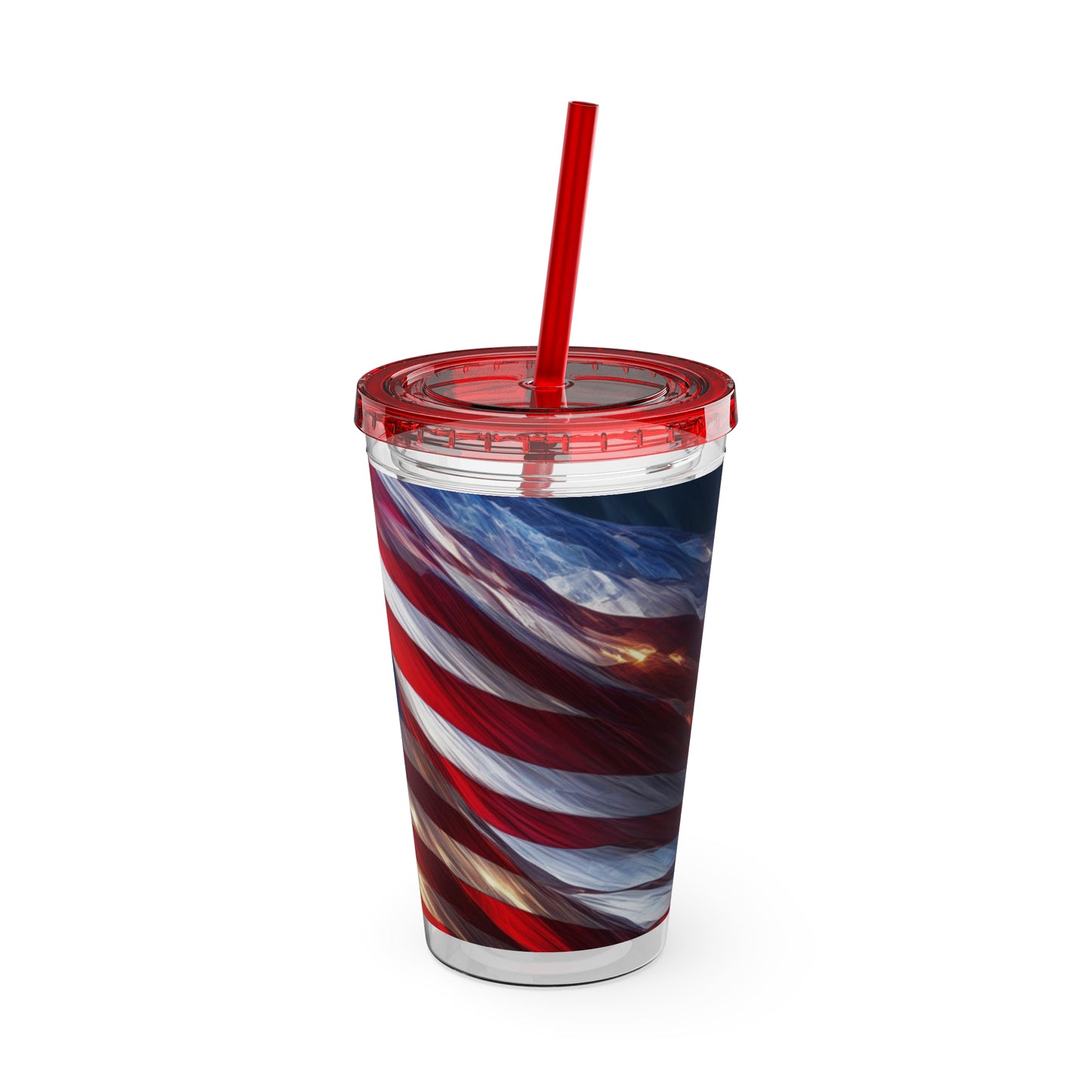 Sunsplash Tumbler with Straw, 16oz American Flag