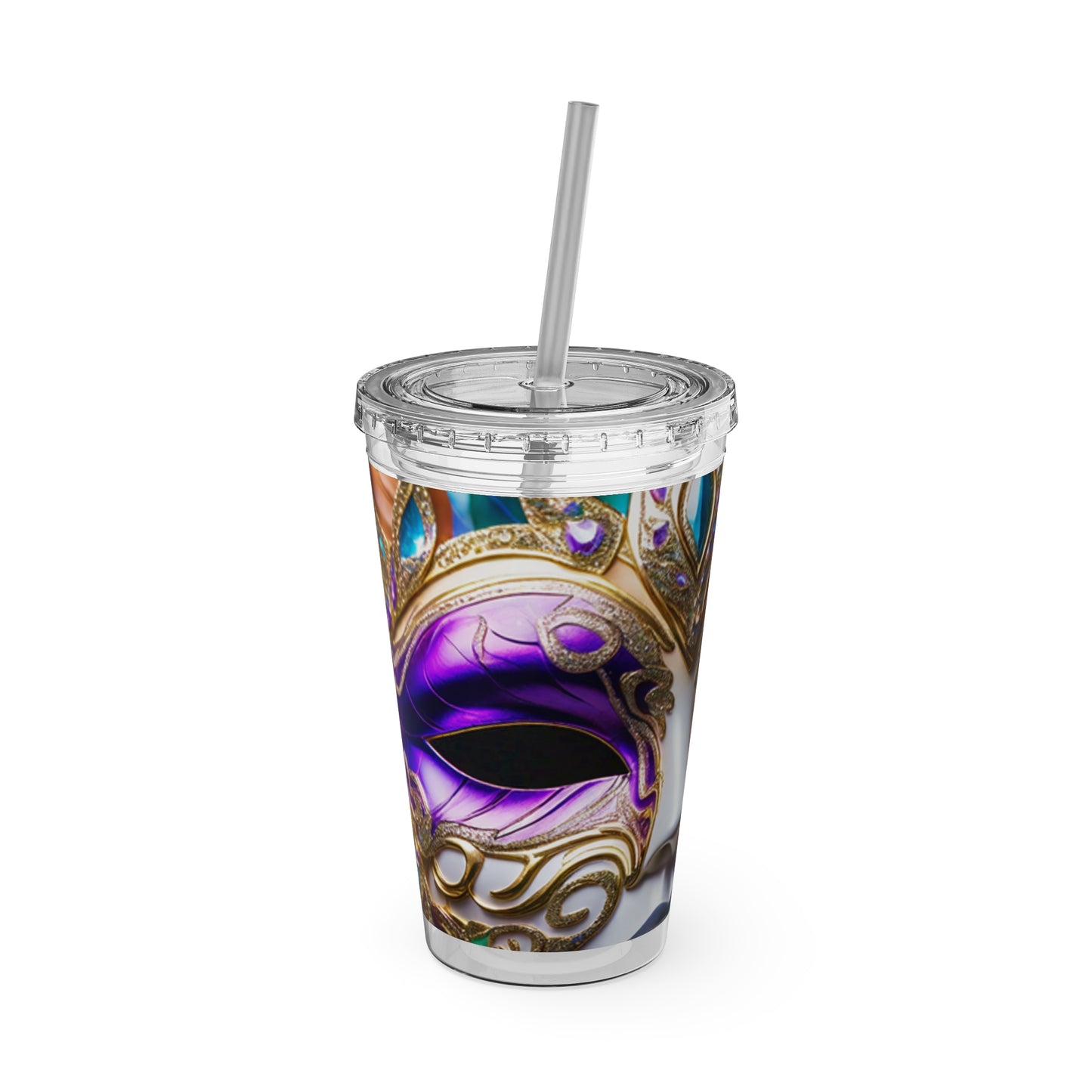 Sunsplash Tumbler with Straw, 16oz Mardi Gras