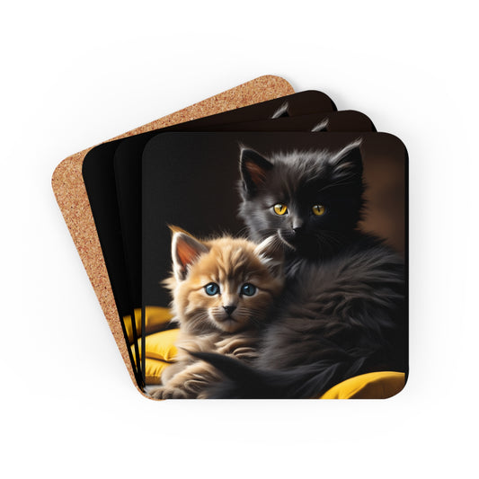 Corkwood Coaster Set Kittens