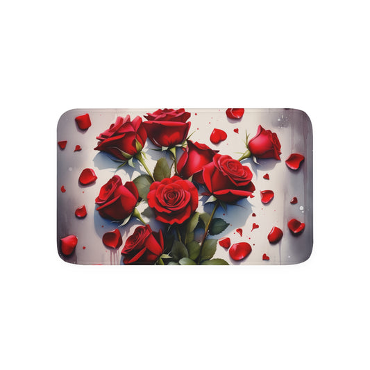 Memory Foam Bath Mat Red Roses