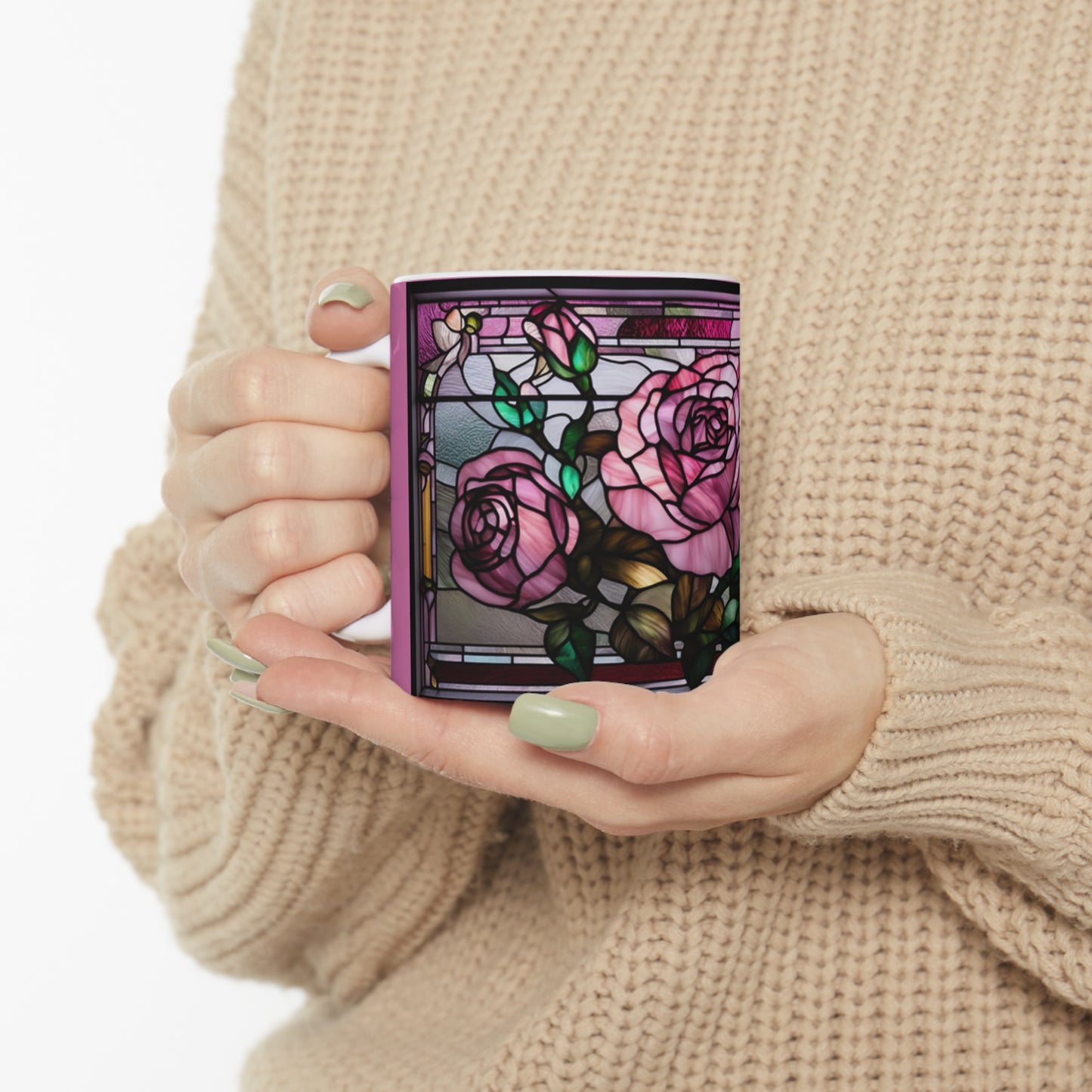 Ceramic Mug 11oz Stained Glass Roses