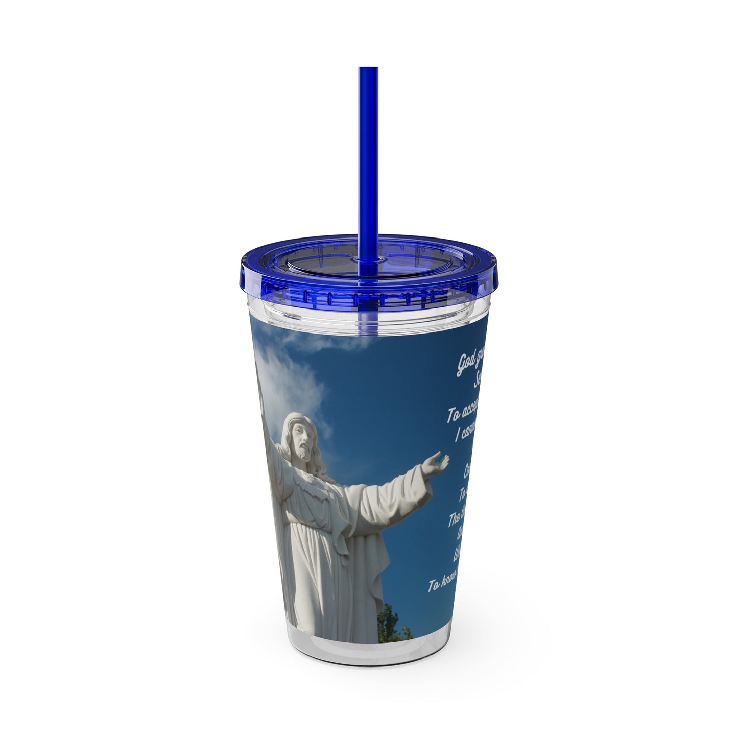 Sunsplash Tumbler with Straw, 16oz Serenity Prayer