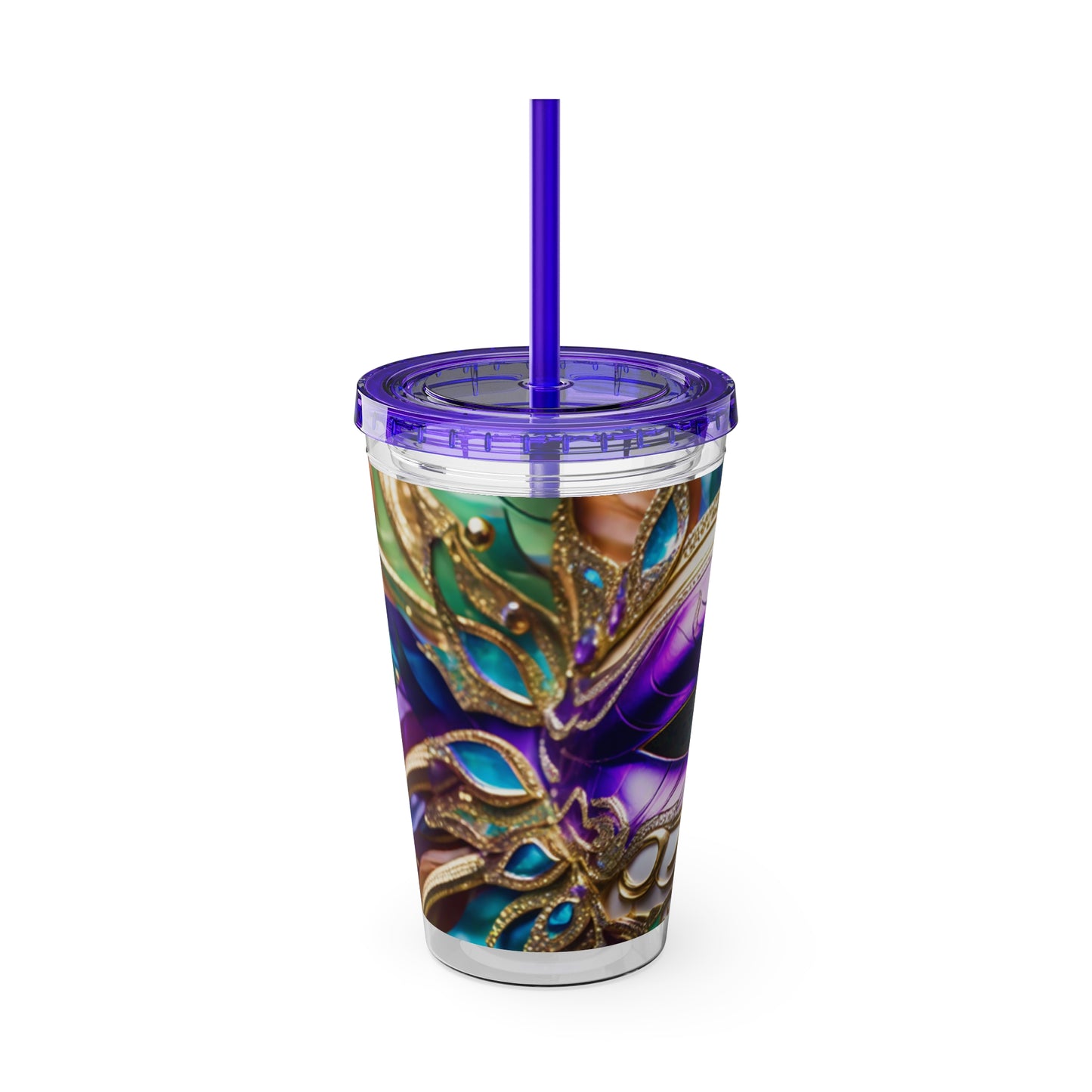 Sunsplash Tumbler with Straw, 16oz Mardi Gras