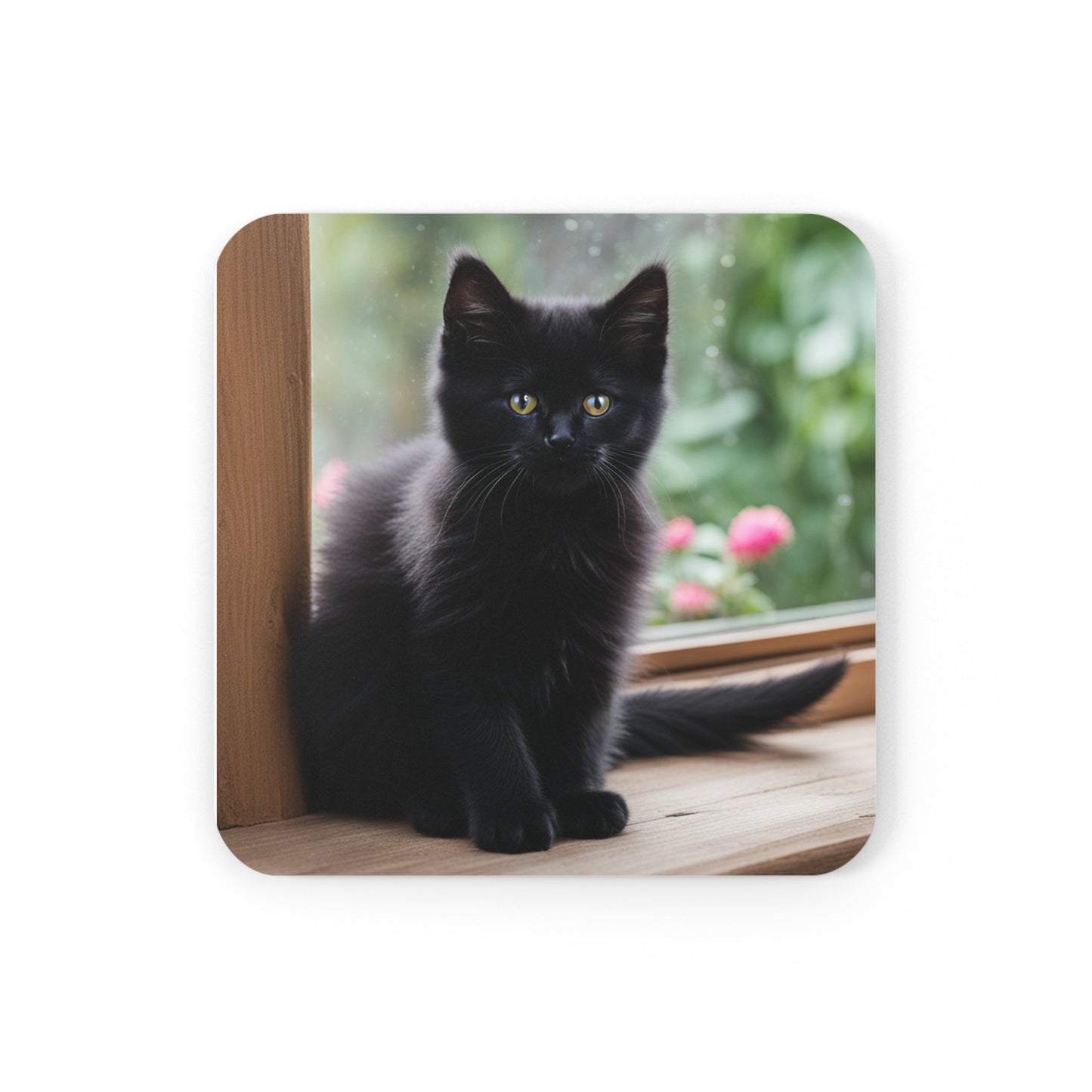 Corkwood Coaster Set Black Cat