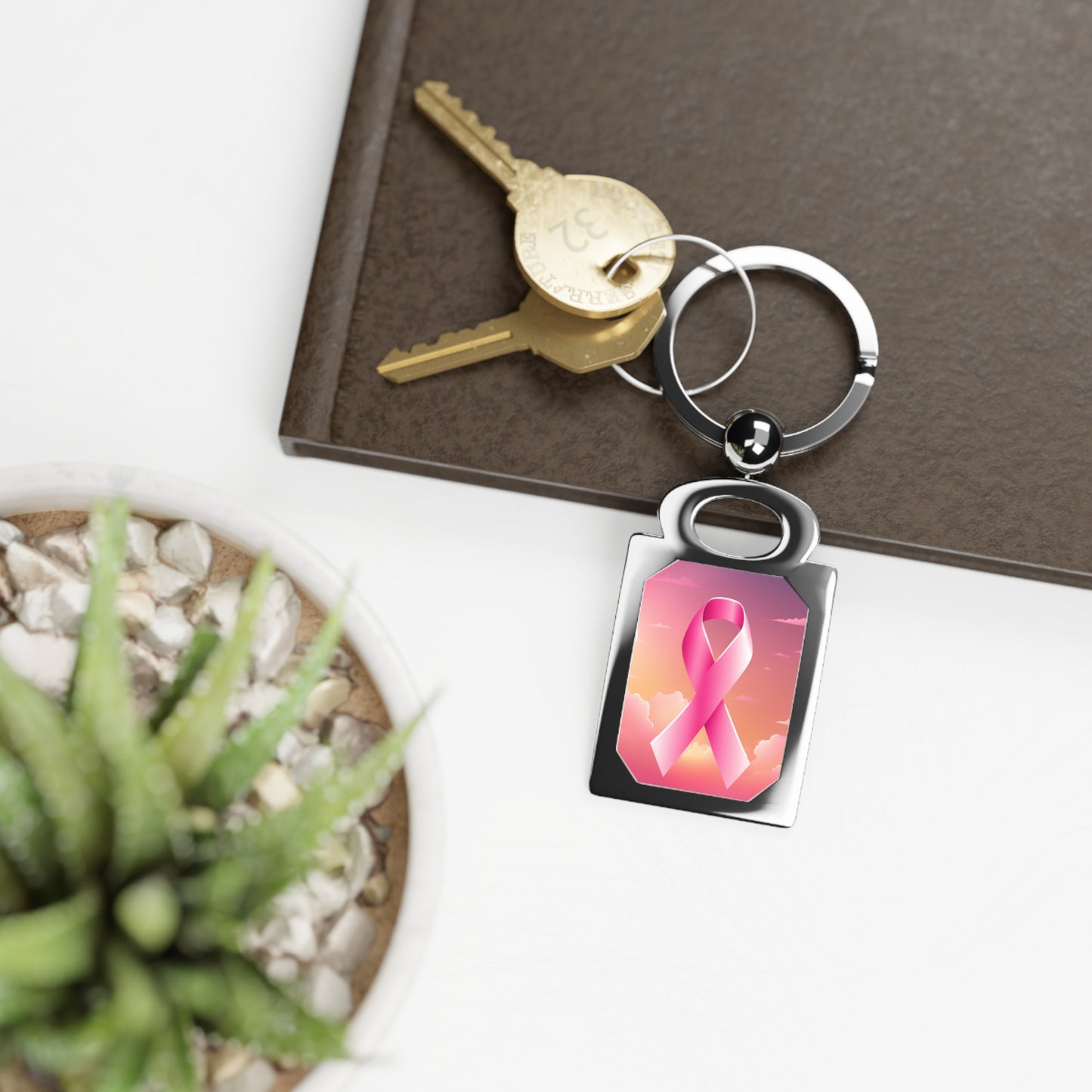 Rectangle Keyring Breast Cancer Awareness 2