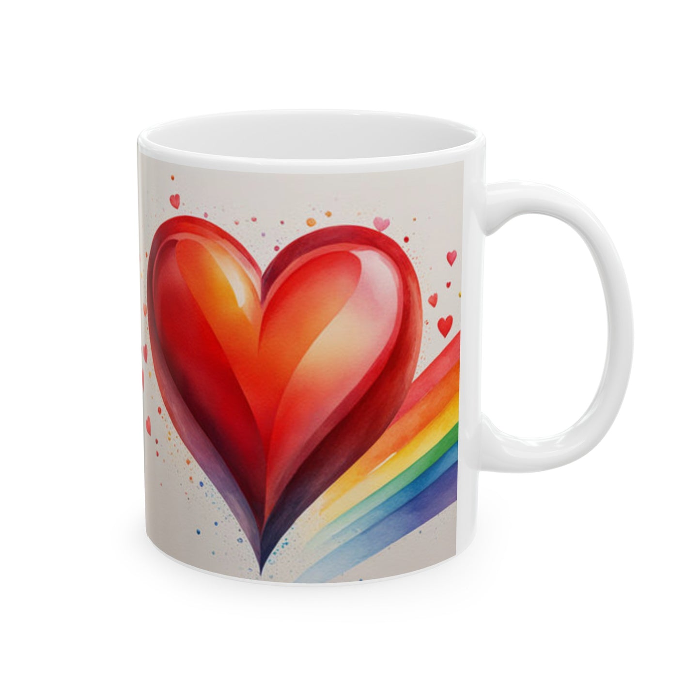 Rainbow Heart Ceramic Mug, (11oz, 15oz)