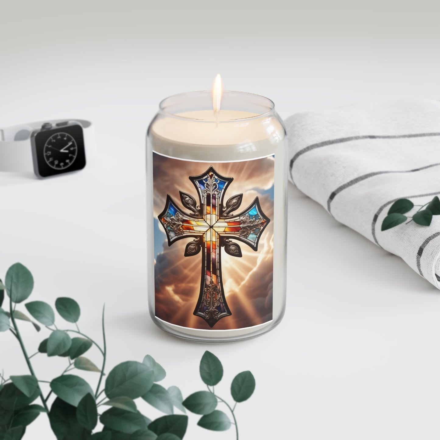 Scented Candle, 13.75oz Stained Glass Cross 2