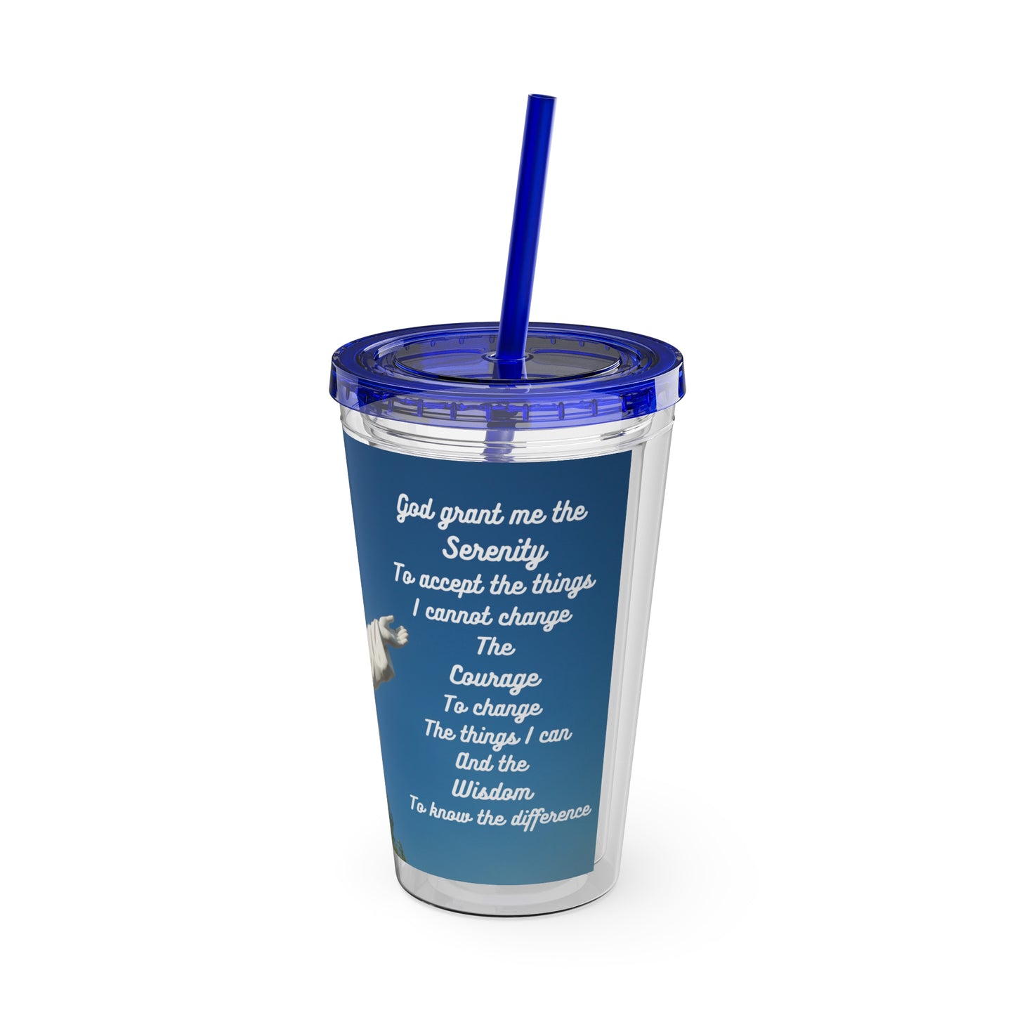 Sunsplash Tumbler with Straw, 16oz Serenity Prayer