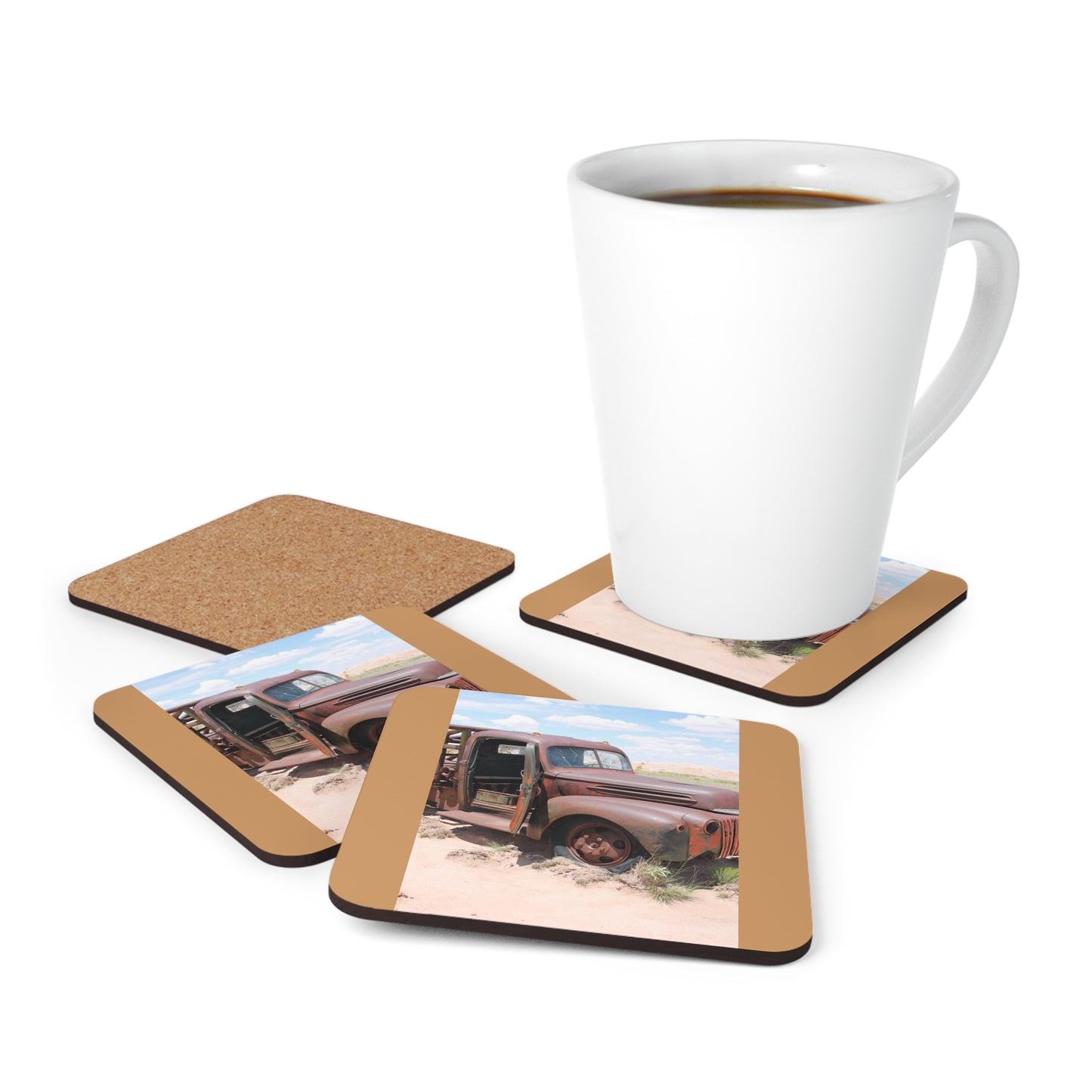 Corkwood Coaster Set  Old Truck