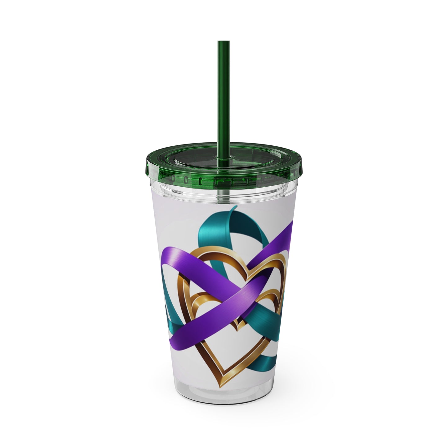 Sunsplash Tumbler with Straw, 16oz Awareness Hearts