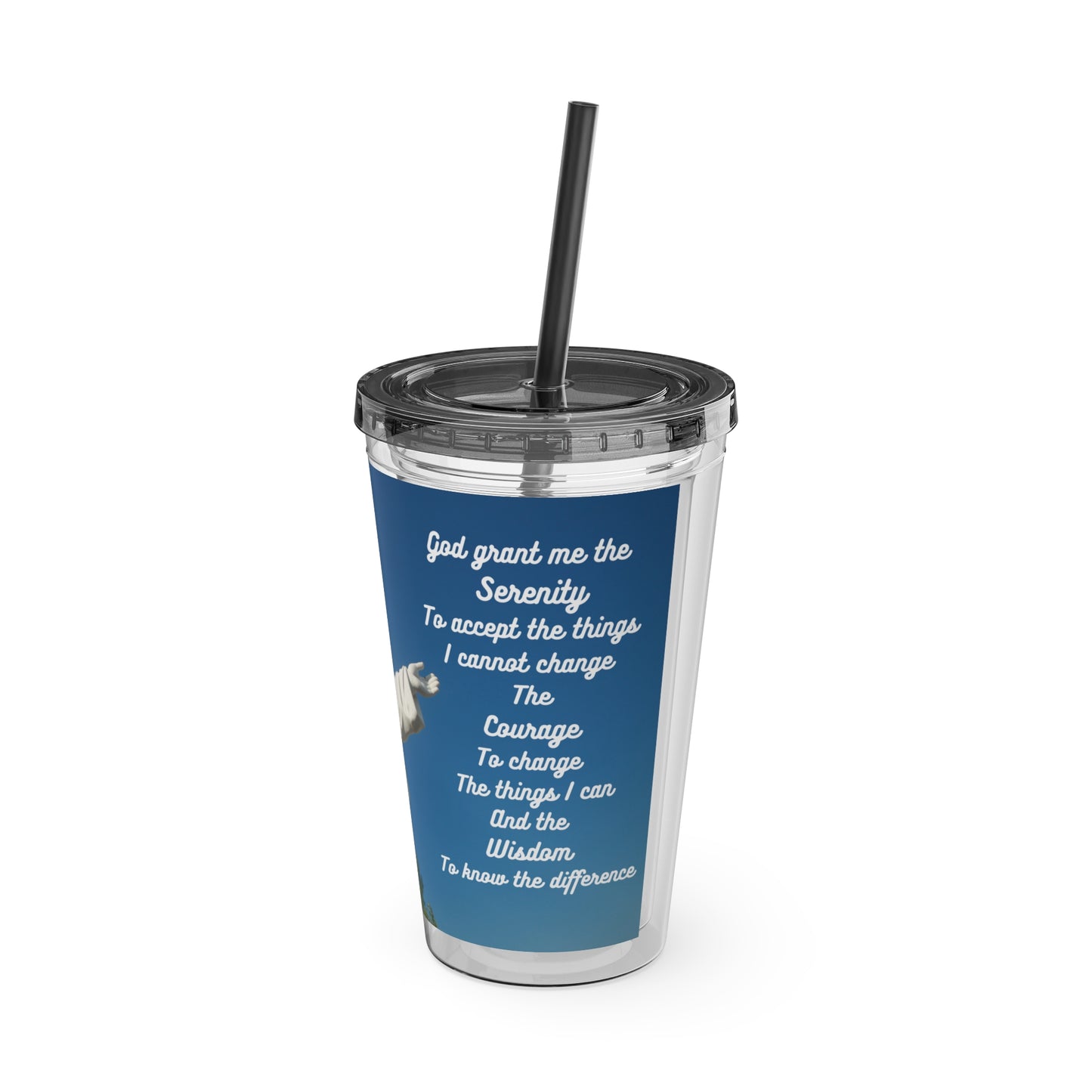 Sunsplash Tumbler with Straw, 16oz Serenity Prayer