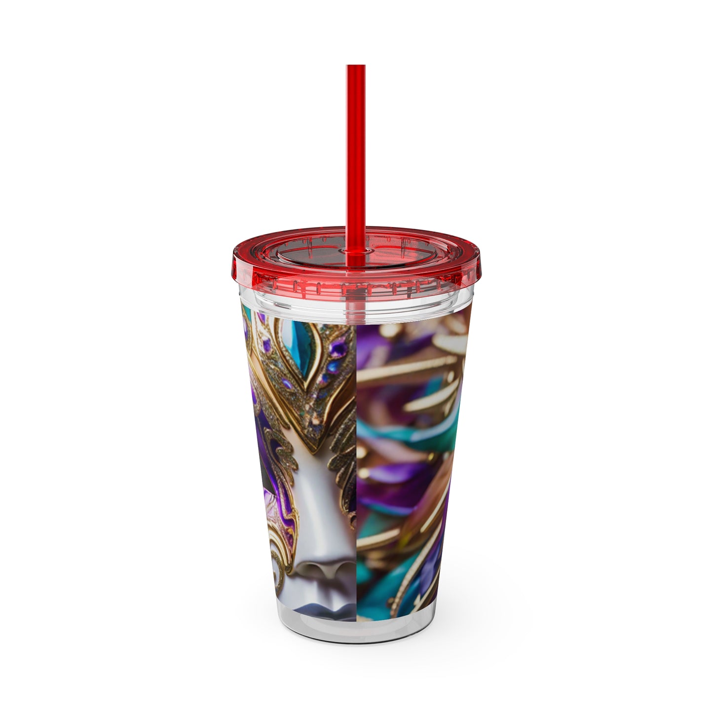 Sunsplash Tumbler with Straw, 16oz Mardi Gras