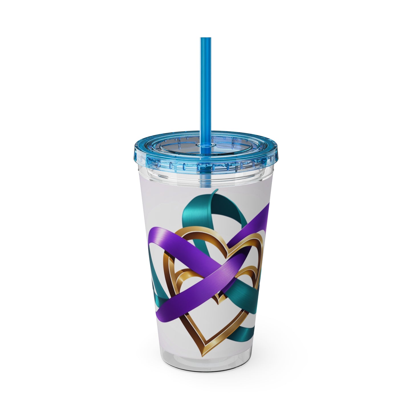 Sunsplash Tumbler with Straw, 16oz Awareness Hearts