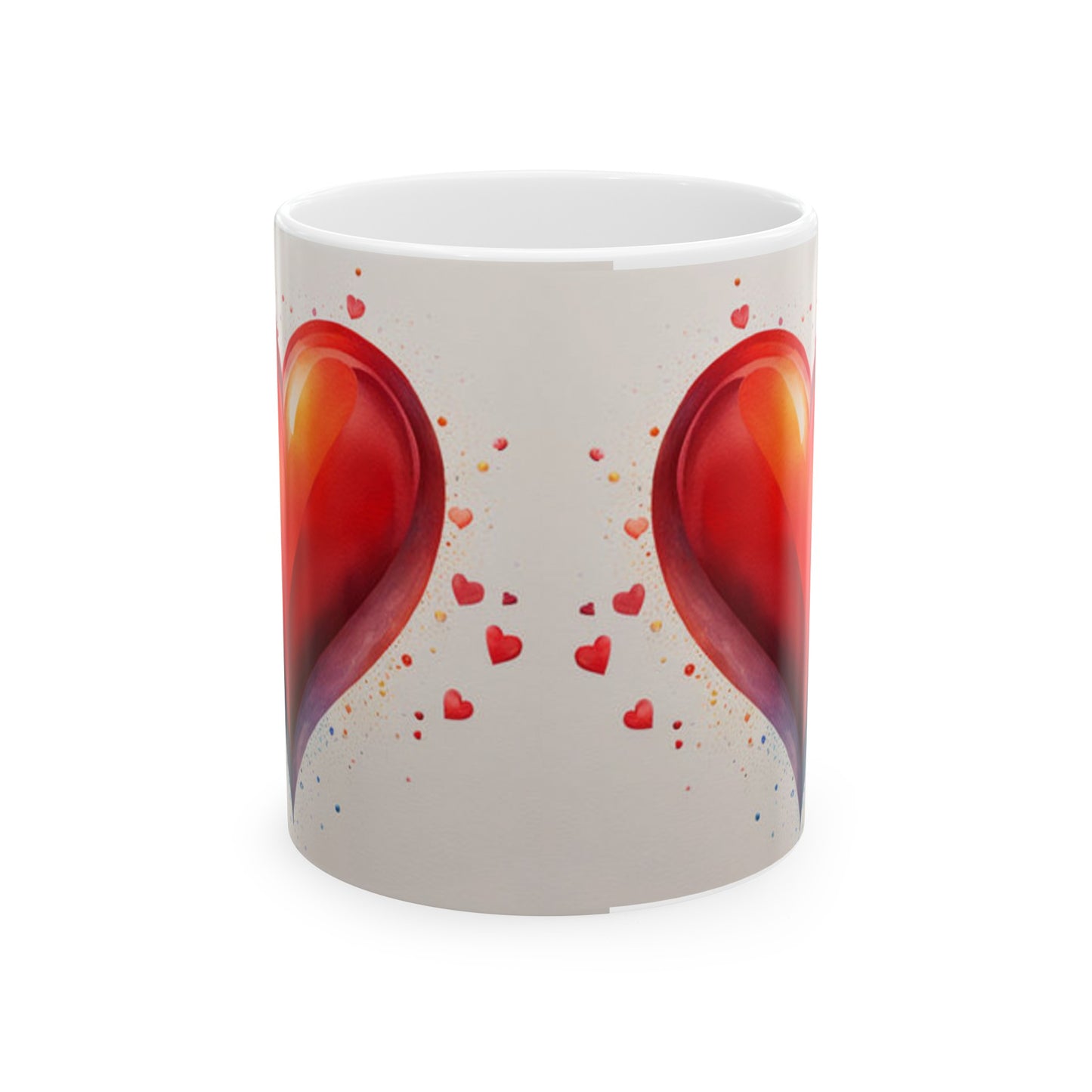 Rainbow Heart Ceramic Mug, (11oz, 15oz)