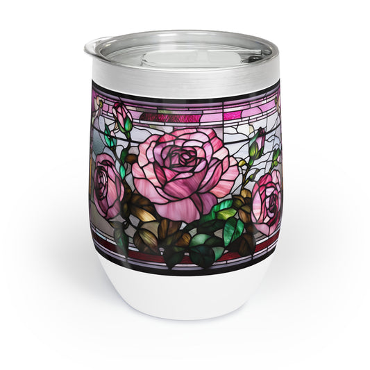 Stained Glass Roses Chill Wine Tumbler