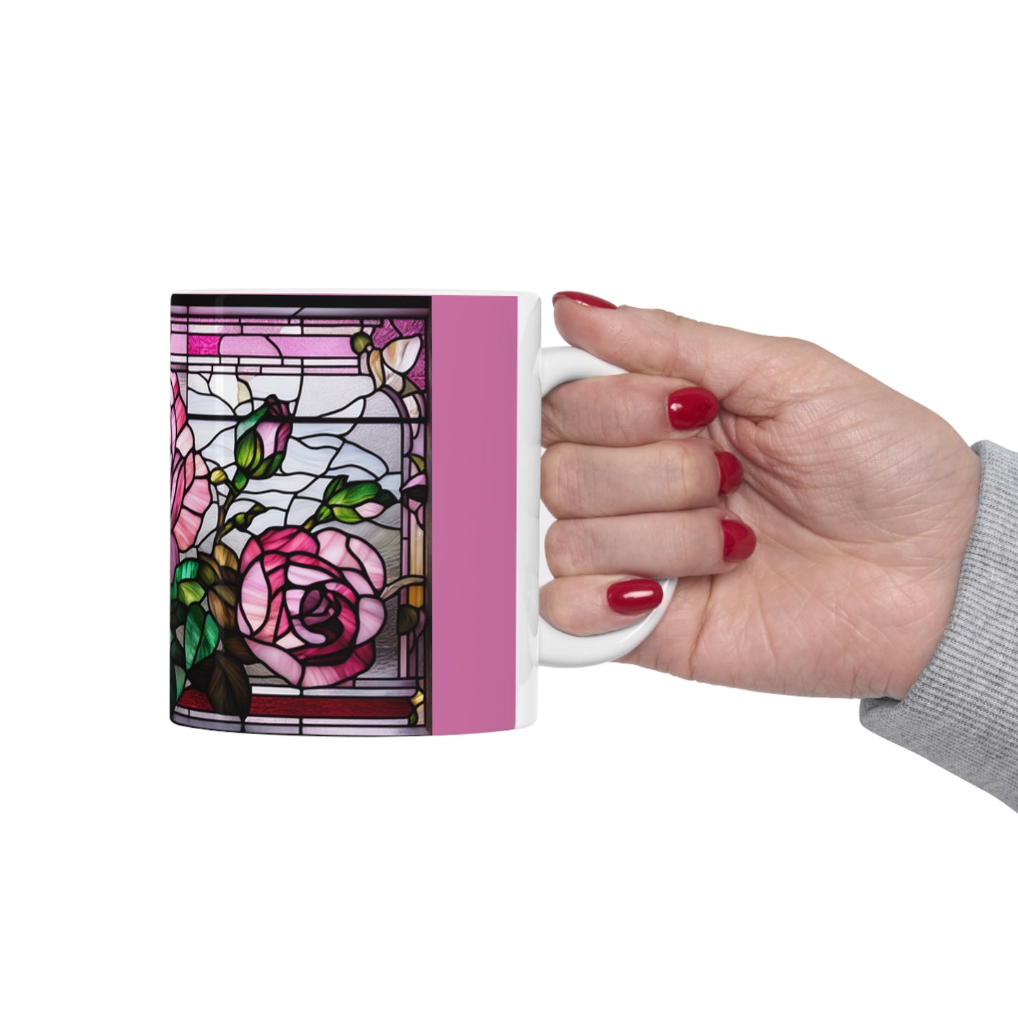 Ceramic Mug 11oz Stained Glass Roses