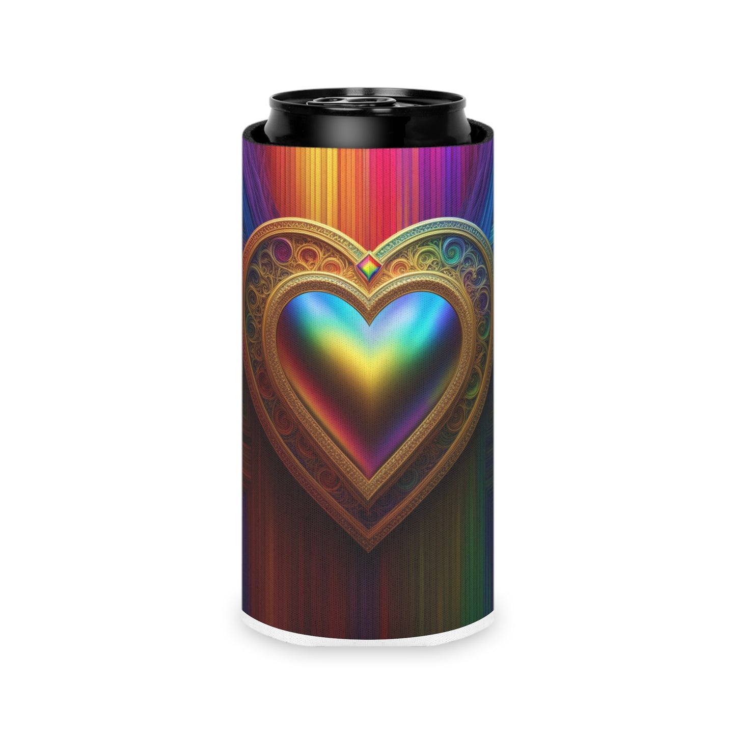 Can Cooler Rainbow Heart