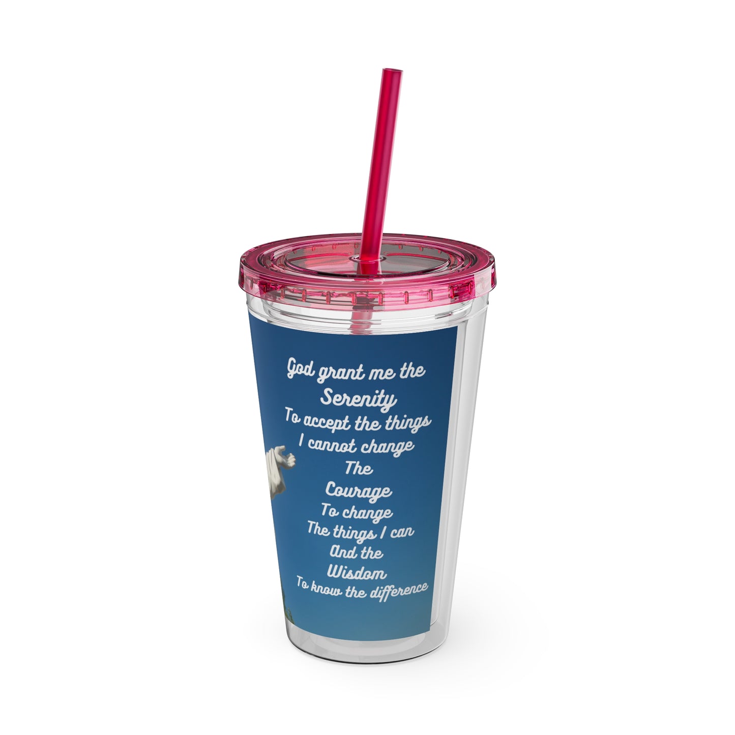 Sunsplash Tumbler with Straw, 16oz Serenity Prayer