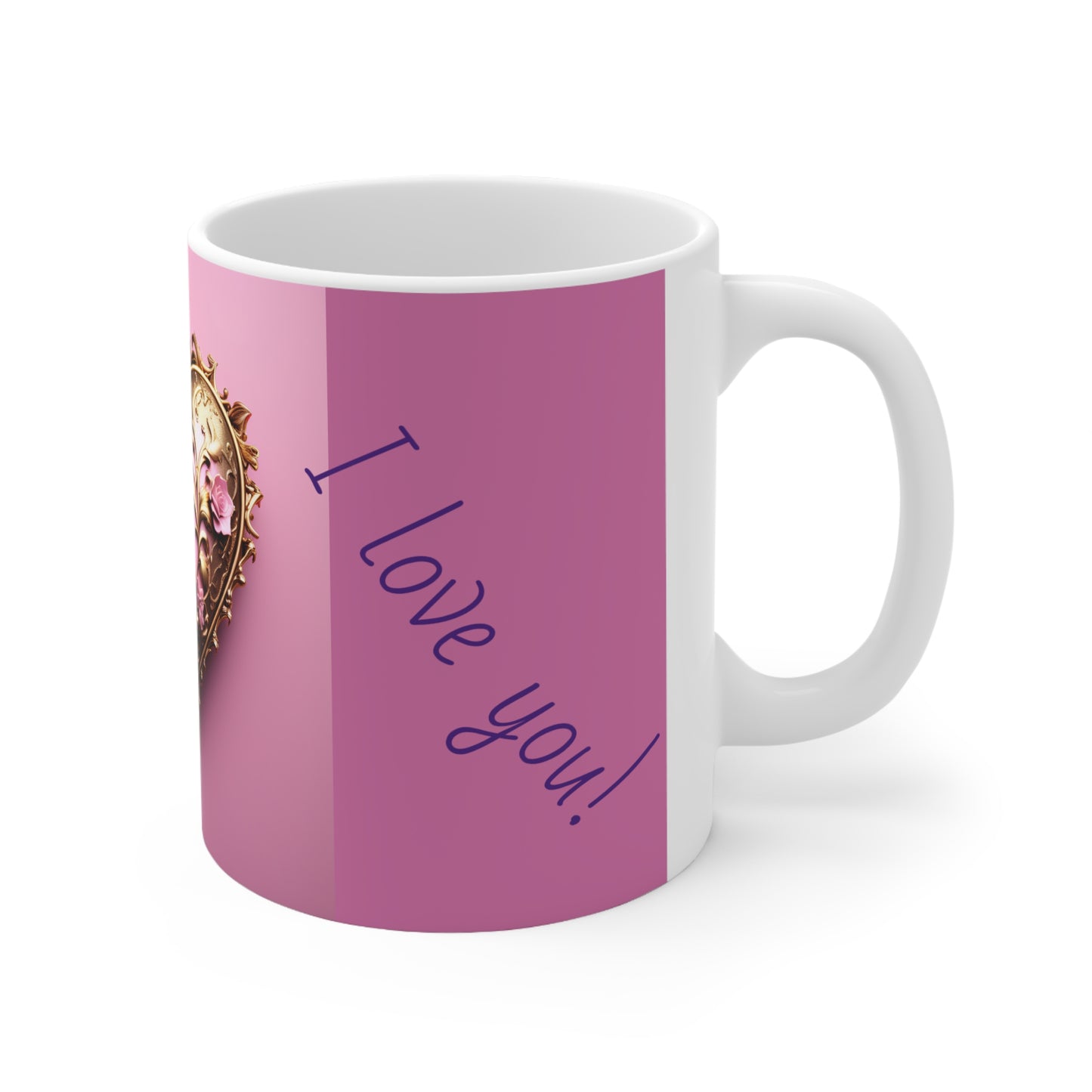 Ceramic Mug 11oz I Love You pink