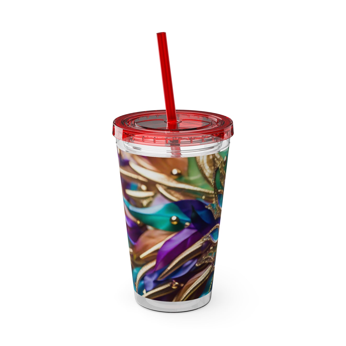 Sunsplash Tumbler with Straw, 16oz Mardi Gras